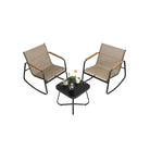 Outdoor Rocking Chair Set, 2 Chairs, Glass Side Table, Steel Frame, 3-Piece Patio Set