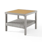 Outdoor Side Table, Faux Wood, 2-Tier Rattan, Coffee Table