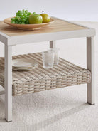 Outdoor Side Table, Faux Wood, 2-Tier Rattan, Coffee Table