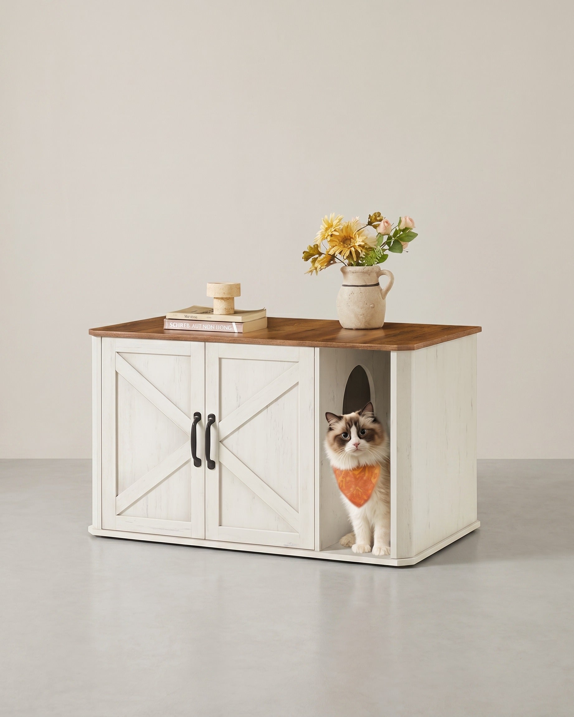 Kattenbak – Modern Design – Dubbele Deuren – Handgrepen – 85 x 48,5 x 50 cm – Spaanplaat