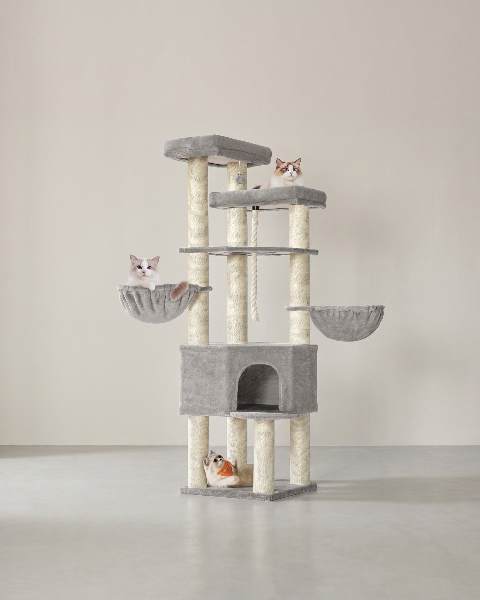 Kattenkrabpaal – XXL Krabmeubel met 13 Krabpalen – 187 cm Hoog
