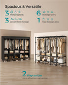 Portable Wardrobe Closet with Cover – Hanging Rails and Shelves – Available in 3 Sizes