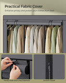 Portable Wardrobe Closet with Cover – Hanging Rails and Shelves – Available in 3 Sizes