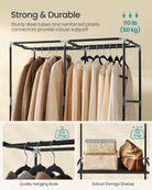 Portable wardrobe closet – hanging space and shelves – steel frame – 4 side pockets