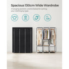 Portable wardrobe closet – hanging space and shelves – steel frame – 4 side pockets
