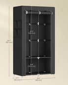 Portable wardrobe closet – hanging space and shelves – steel frame – 4 side pockets