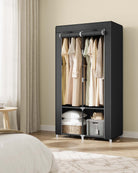 Portable wardrobe closet – hanging space and shelves – steel frame – 4 side pockets