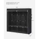 Portable wardrobe closet – hanging space and shelves – steel frame – 4 side pockets