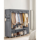 Portable wardrobe closet – hanging space and shelves – steel frame – 4 side pockets