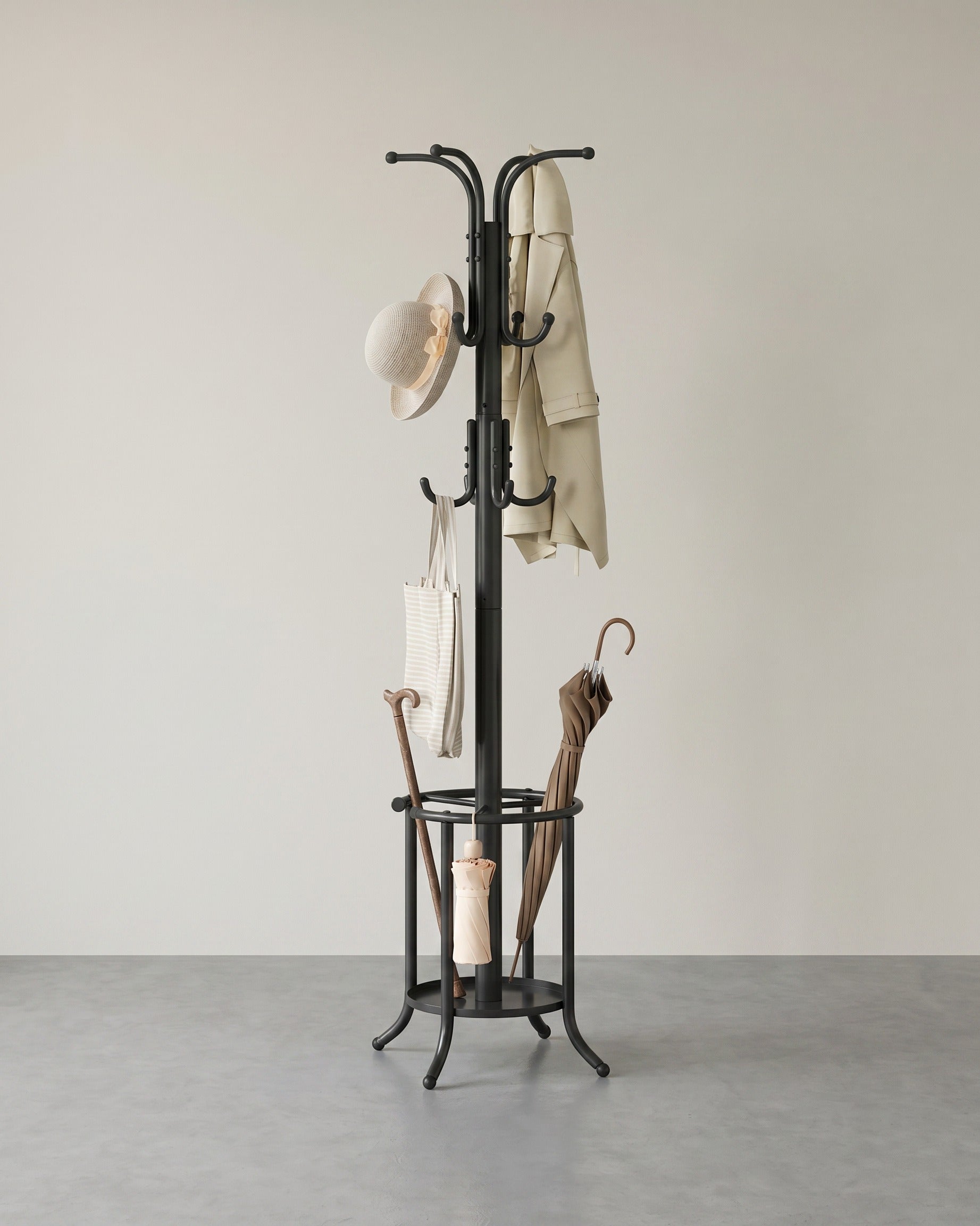 Kledingrek – Vrijstaand – Parapluhouder – 12 haken – Metaal – 175 cm hoog – 40 x 40 cm
