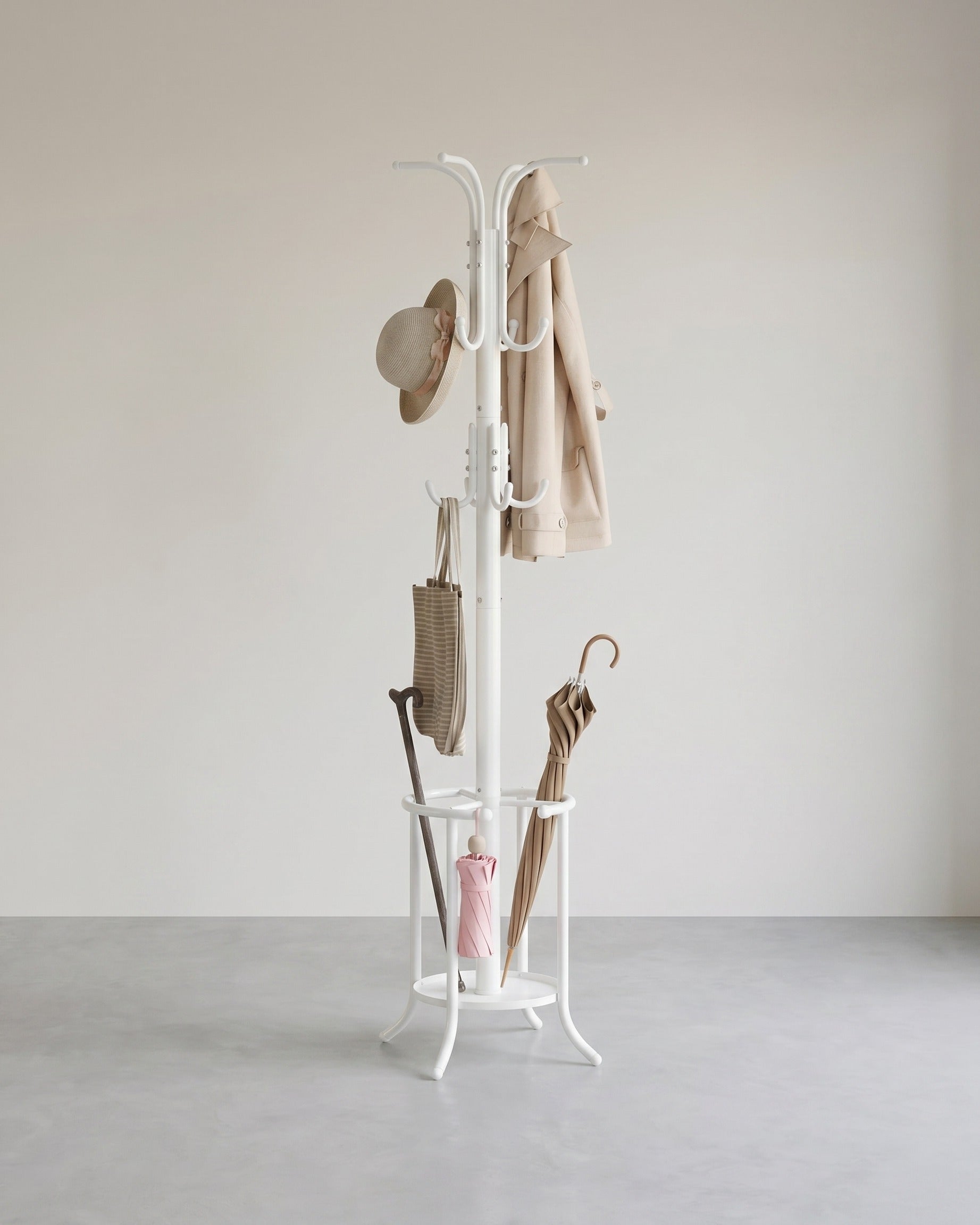 Kledingrek – Vrijstaand – Parapluhouder – 12 haken – Metaal – 175 cm hoog – 40 x 40 cm