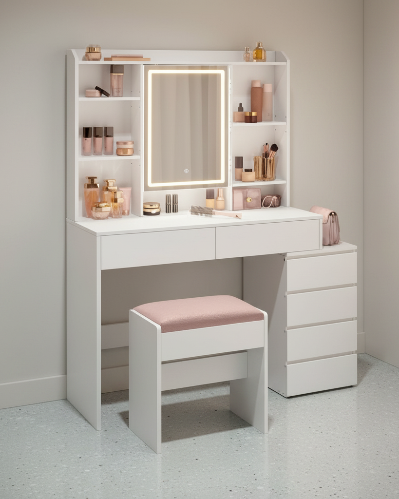 Make - uptafel met LED - verlichting en veel opbergruimte - Modern en Praktisch - De Vries Meubels