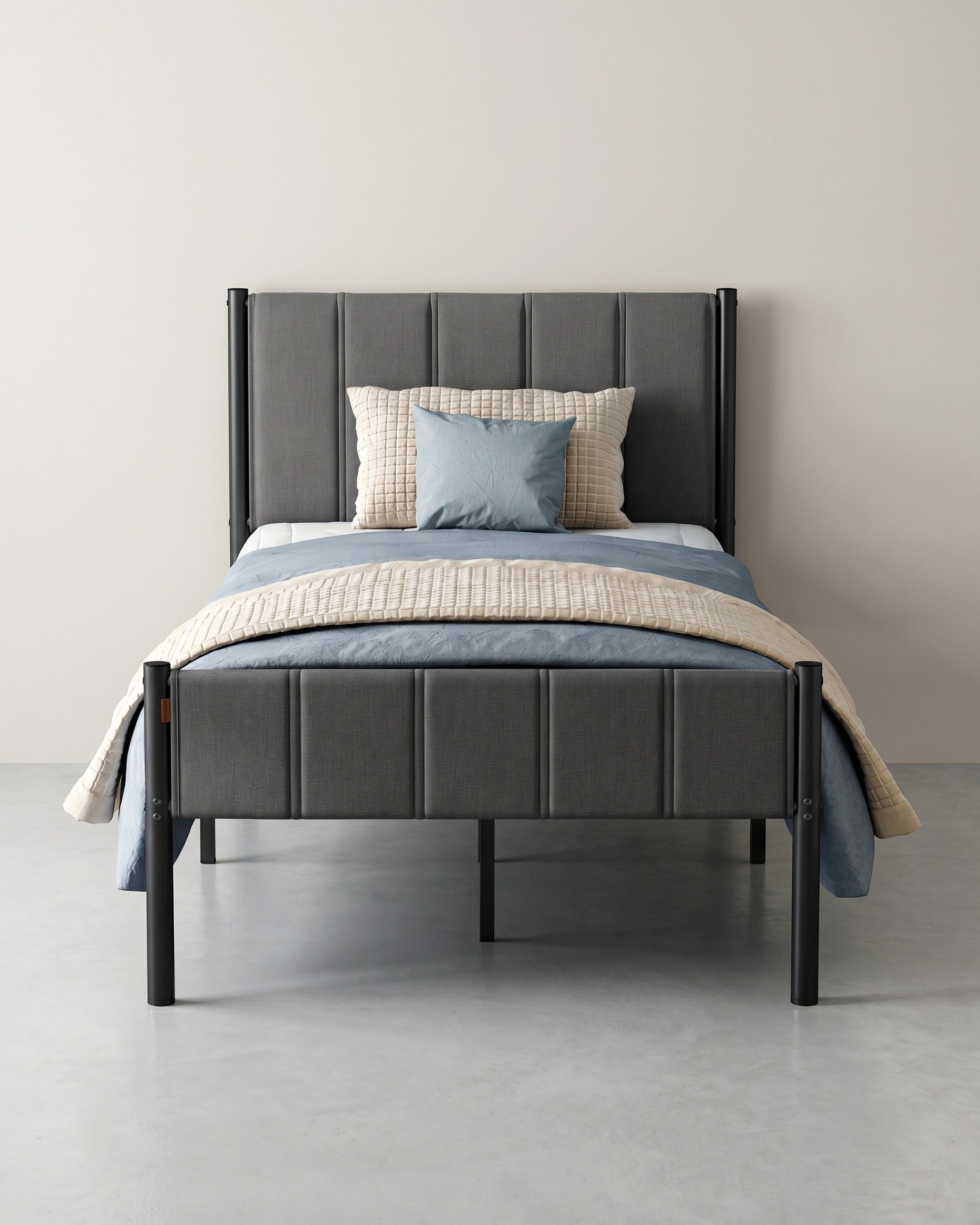 Gestoffeerd Bedframe met Hoofdbord – Minimalistisch Design – Met Opbergruimte – 3 Maten Beschikbaar