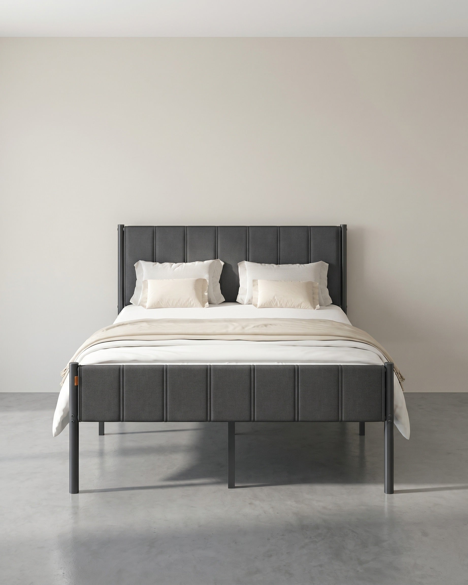 Gestoffeerd Bedframe met Hoofdbord – Minimalistisch Design – Met Opbergruimte – 3 Maten Beschikbaar