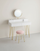 Kaptafel met Kruk - LED Verlichte Spiegel - Luxe Make - up Tafel - De Vries Meubels