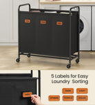 Rolling Laundry Sorter, 2/3/4 Compartments, 52.8 Gal., Removable Liner, Wheels