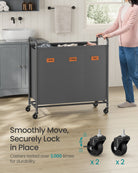 Rolling Laundry Sorter, 2/3/4 Compartments, 52.8 Gal., Removable Liner, Wheels