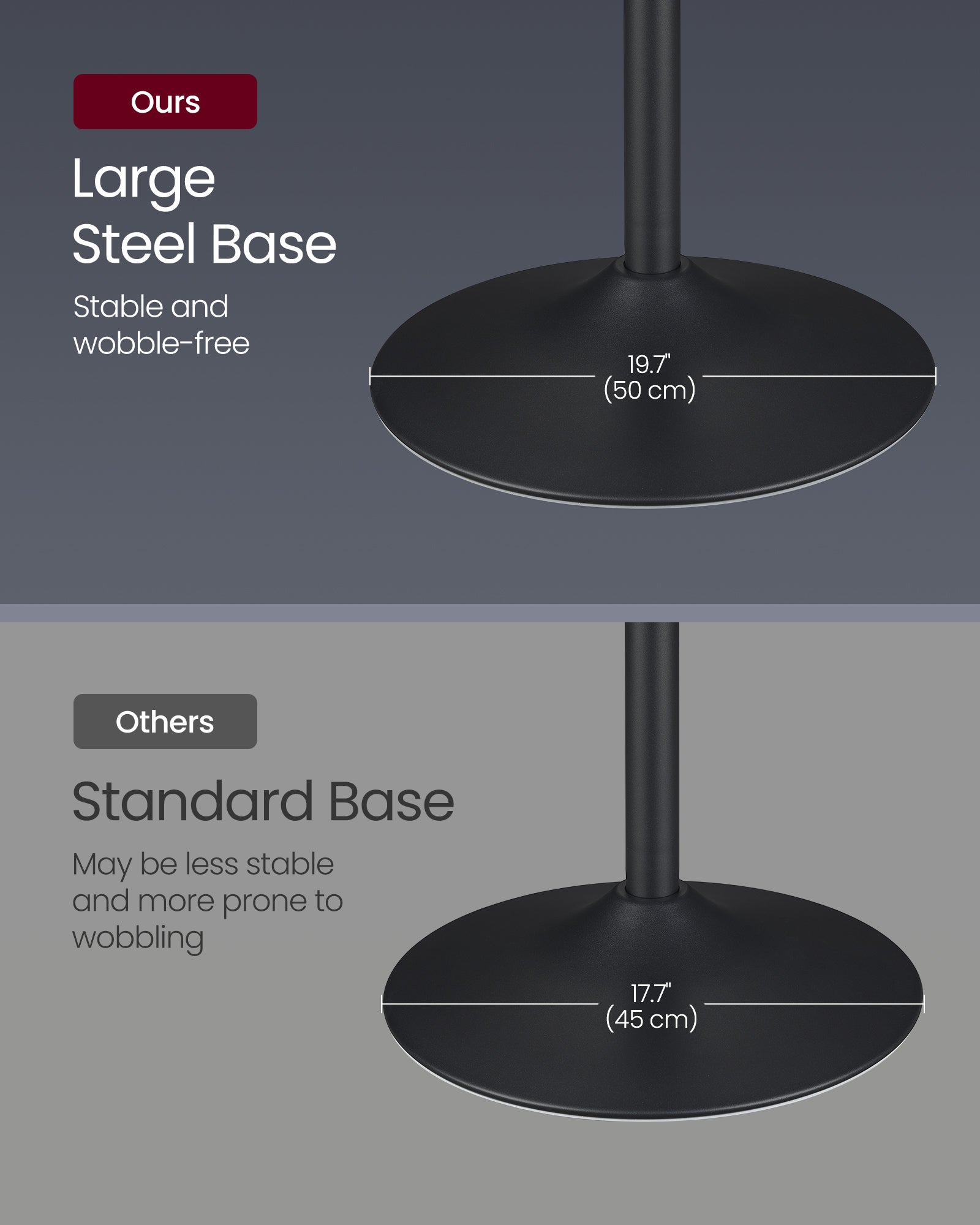 Round Bar Table, RGB LED, Ripple Glass Top, Remote Control, 41.3" Tall