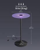 Round Bar Table, RGB LED, Ripple Glass Top, Remote Control, 41.3" Tall