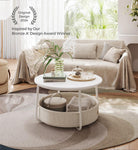 Round Coffee Table, Fabric Storage Basket, 29.5" Dia., 15.3-Gal. Organizer