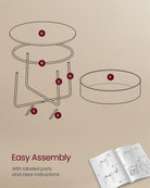 Round Coffee Table, Fabric Storage Basket, 29.5" Dia., 15.3-Gal. Organizer