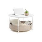 Round Coffee Table, Fabric Storage Basket, 29.5" Dia., 15.3-Gal. Organizer