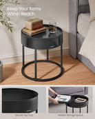 Round Nesting Coffee Tables, Set of 2, Hidden Storage, MDF & Steel, 23.6"/17.3" Diameter