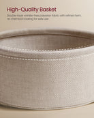 Round Side Table with Charging Station - USB & AC Ports - Fabric Storage Basket - Small Space Solution