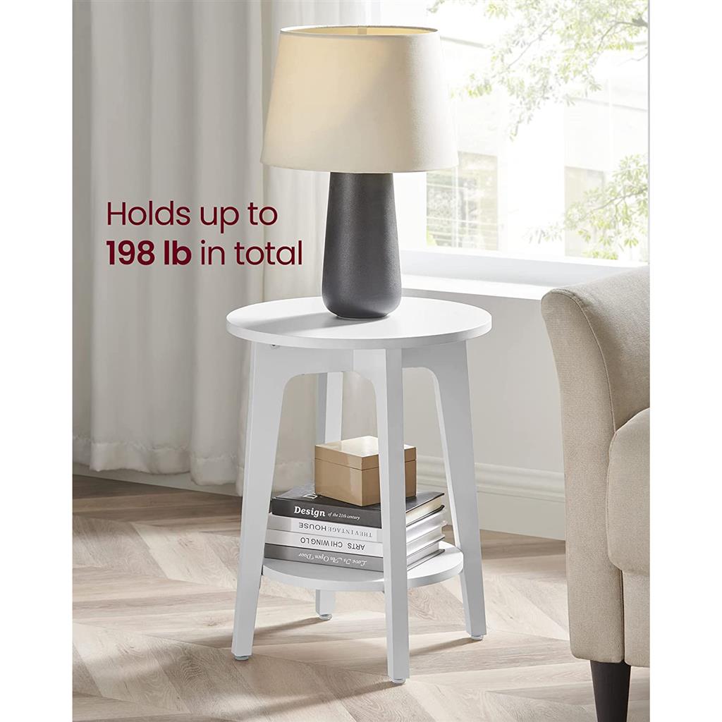 Round side table, 2-tier, smoky gray finish, modern accent