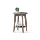 Round side table, 2-tier, smoky gray finish, modern accent
