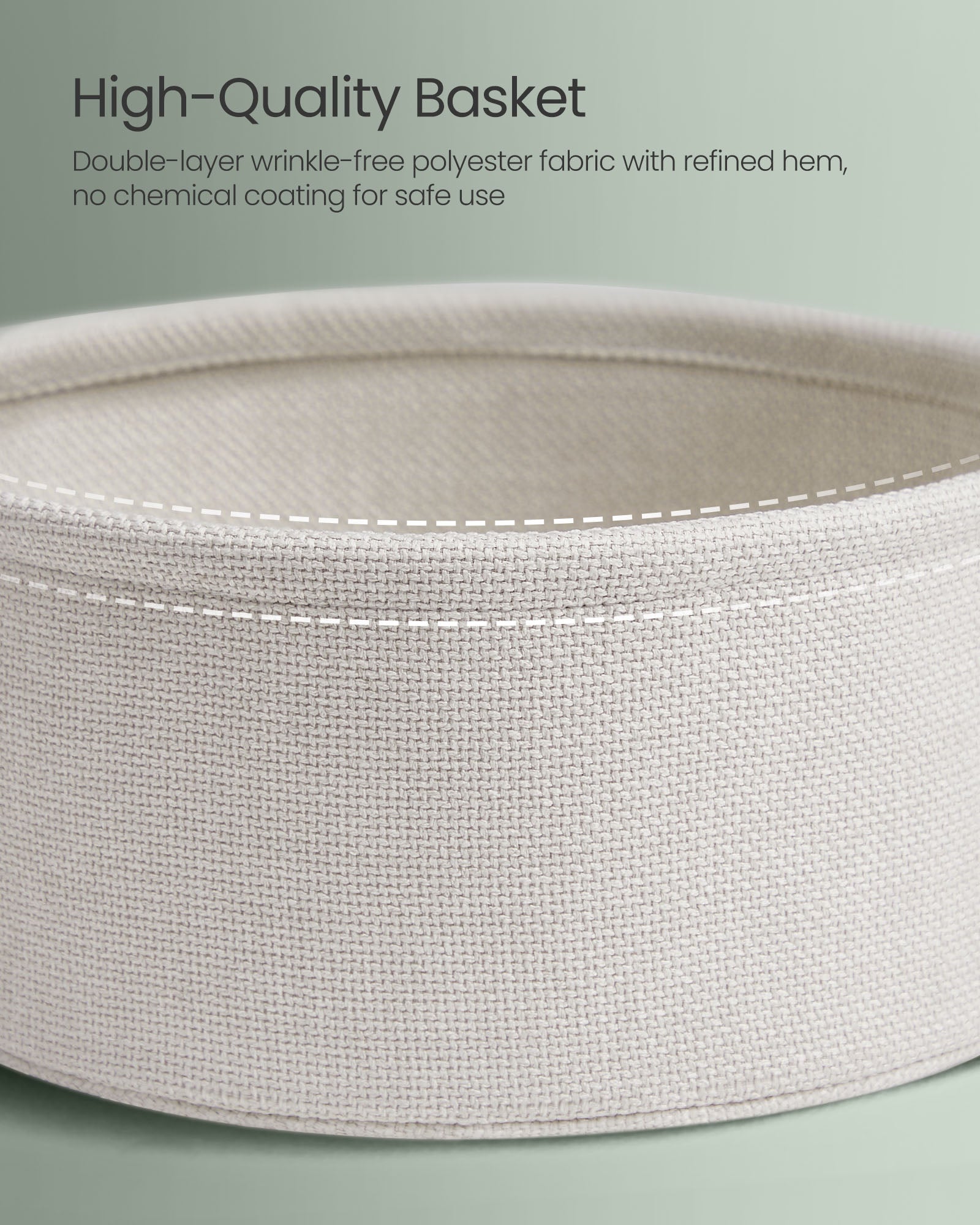 Round side table with fabric basket - 17" wide - sturdy steel frame - quick assembly