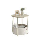Round side table with fabric basket - 17" wide - sturdy steel frame - quick assembly