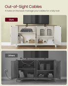 Rustic buffet cabinet, 59" sideboard, adjustable shelves, cable management