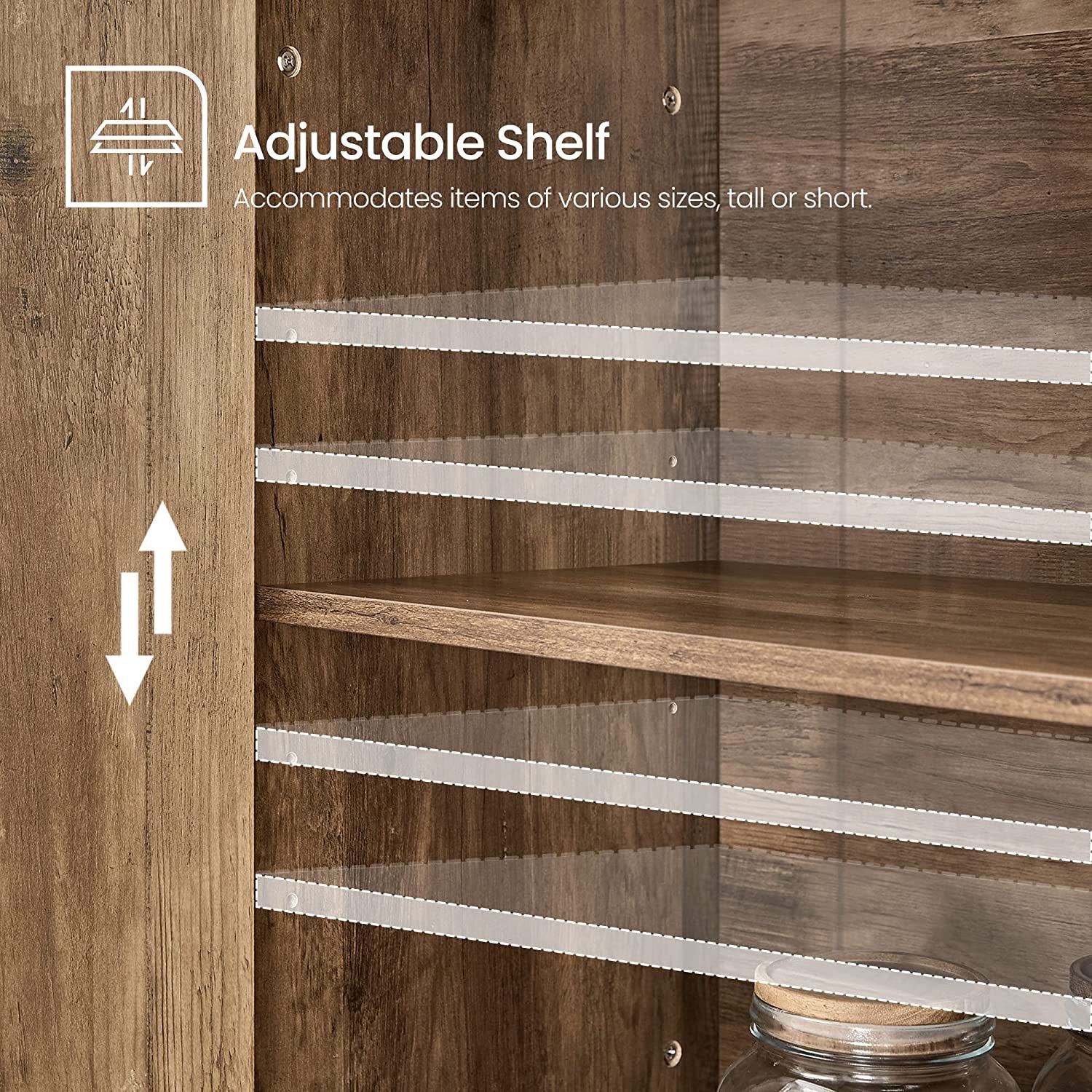 Rustic buffet cabinet, 59" sideboard, adjustable shelves, cable management