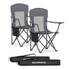 Set of 2 Camping Chairs, Foldable, High Back, Mesh Back, Cup Holder, Portable