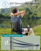 Set of 2 Camping Chairs, Foldable, High Back, Mesh Back, Cup Holder, Portable