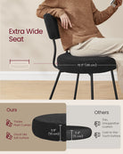 Set of 2 Dining Chairs, Teddy Fleece, Thick Cushion, Steel Frame, Adjustable Feet