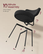 Set of 2 Dining Chairs, Teddy Fleece, Thick Cushion, Steel Frame, Adjustable Feet