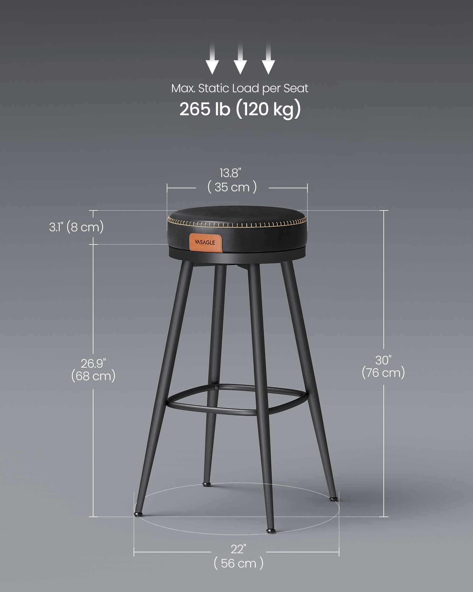 Set of 2 Swivel Bar Stools – EKHO Collection