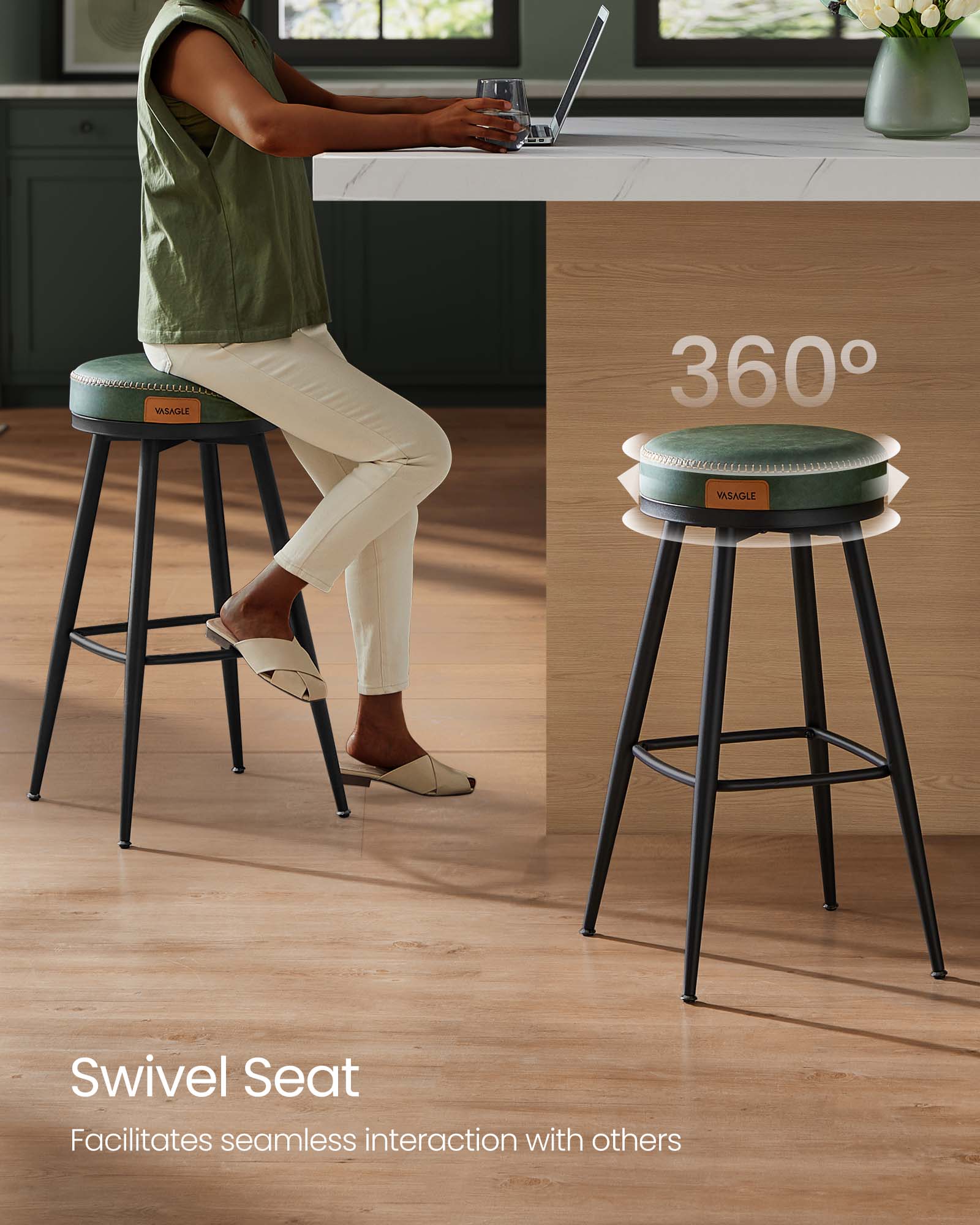 Set of 2 Swivel Bar Stools – EKHO Collection
