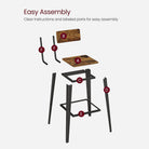 Set of 2 industrial bar stools - rustic brown with backrest and footrest - 29.1" seat height