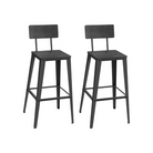 Set of 2 industrial bar stools - rustic brown with backrest and footrest - 29.1" seat height