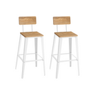 Set of 2 industrial bar stools - rustic brown with backrest and footrest - 29.1" seat height