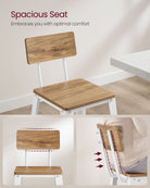 Set of 2 industrial bar stools - rustic brown with backrest and footrest - 29.1" seat height