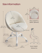 Sherpa Vanity Chair - Swivel Office Chair - Armless Design - Height Adjustable