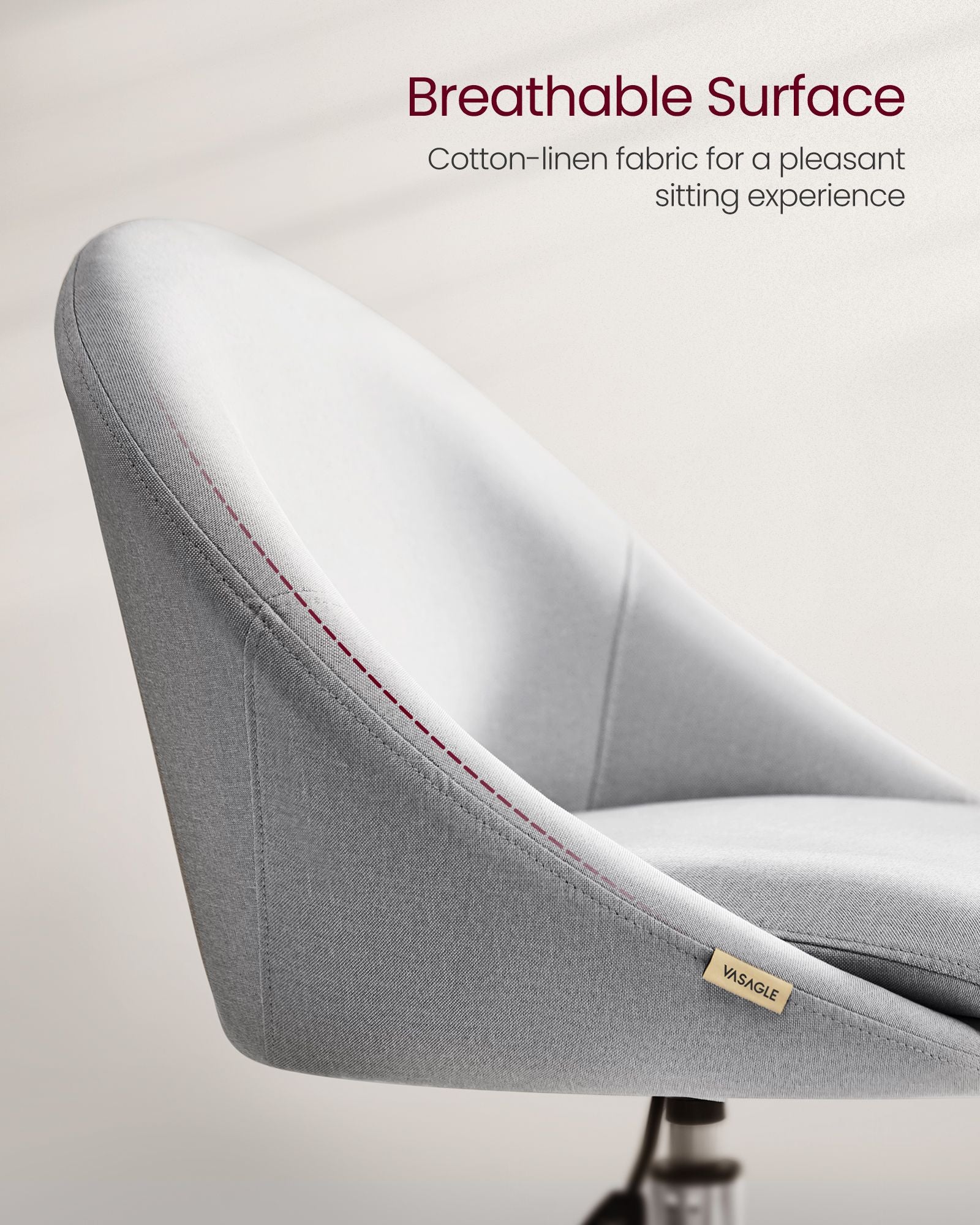 Sherpa Vanity Chair - Swivel Office Chair - Armless Design - Height Adjustable