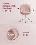 Sherpa Vanity Chair - Swivel Office Chair - Armless Design - Height Adjustable