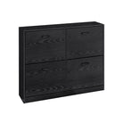 Shoe Cabinet, 4 Flip Drawers, Space-Saving, Holds 16–28 Pairs, Adjustable, Black