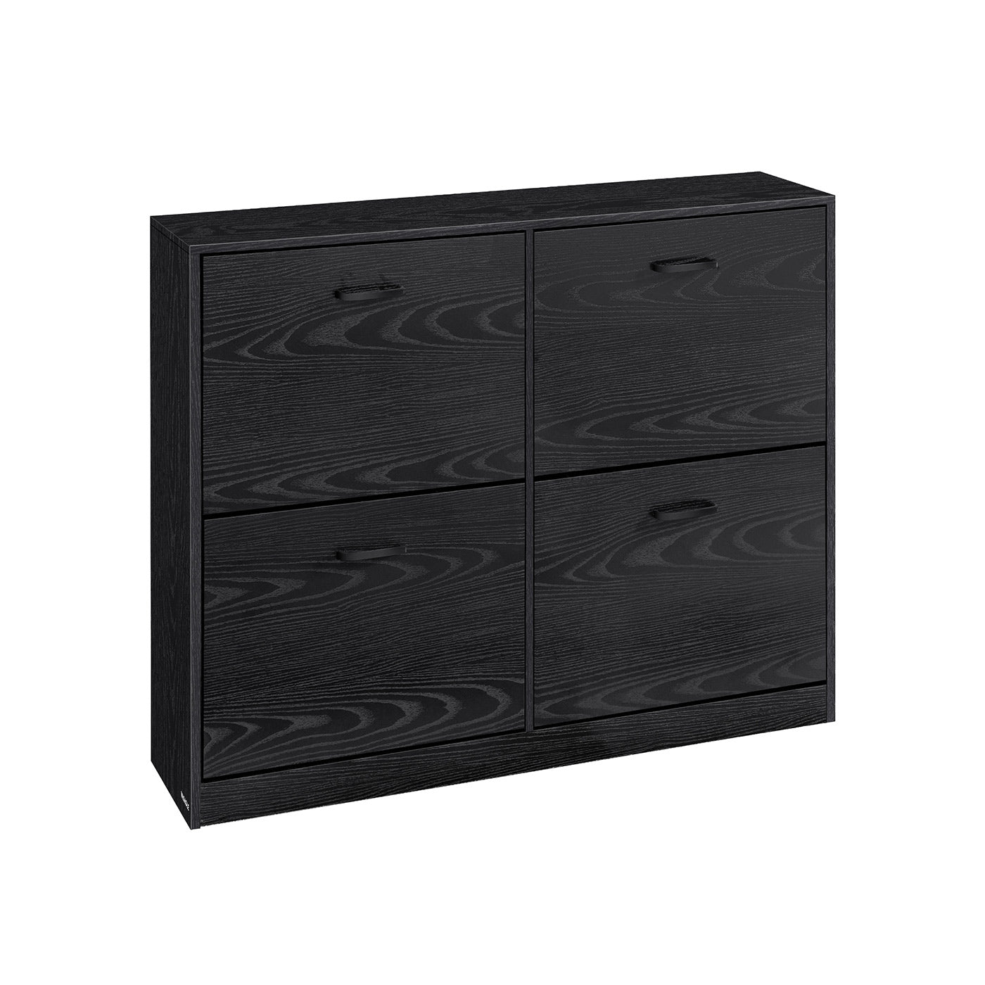 Shoe Cabinet, 4 Flip Drawers, Space-Saving, Holds 16–28 Pairs, Adjustable, Black