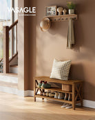 Shoe Storage Bench, 2 Tiers, Entryway Shoe Rack, Rustic Farmhouse, 31.5"/39.4"